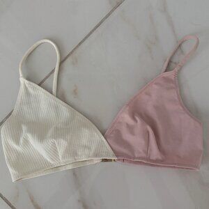 XS Marysia White & Pink Bikini Top